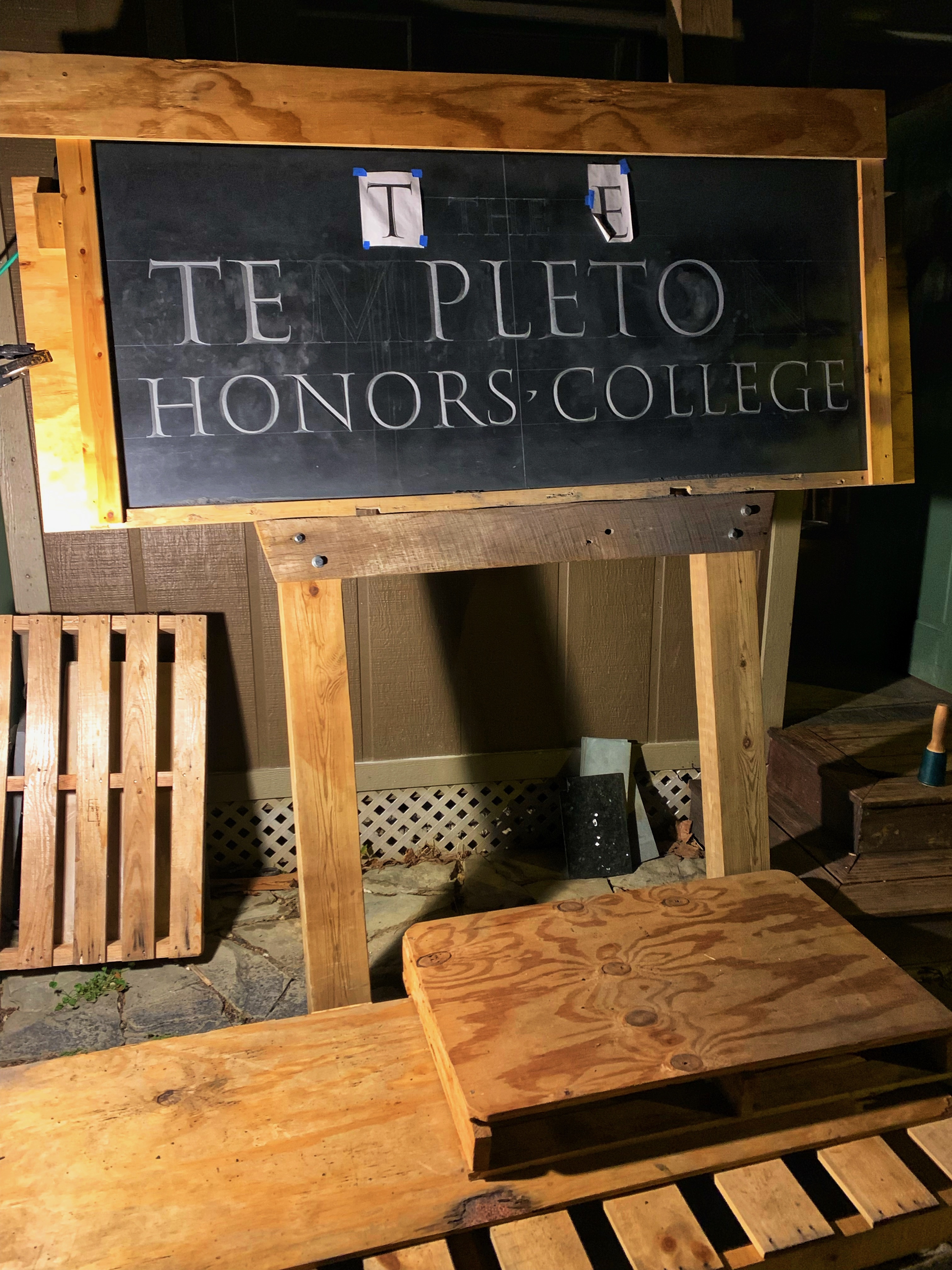 The sign in-progress.