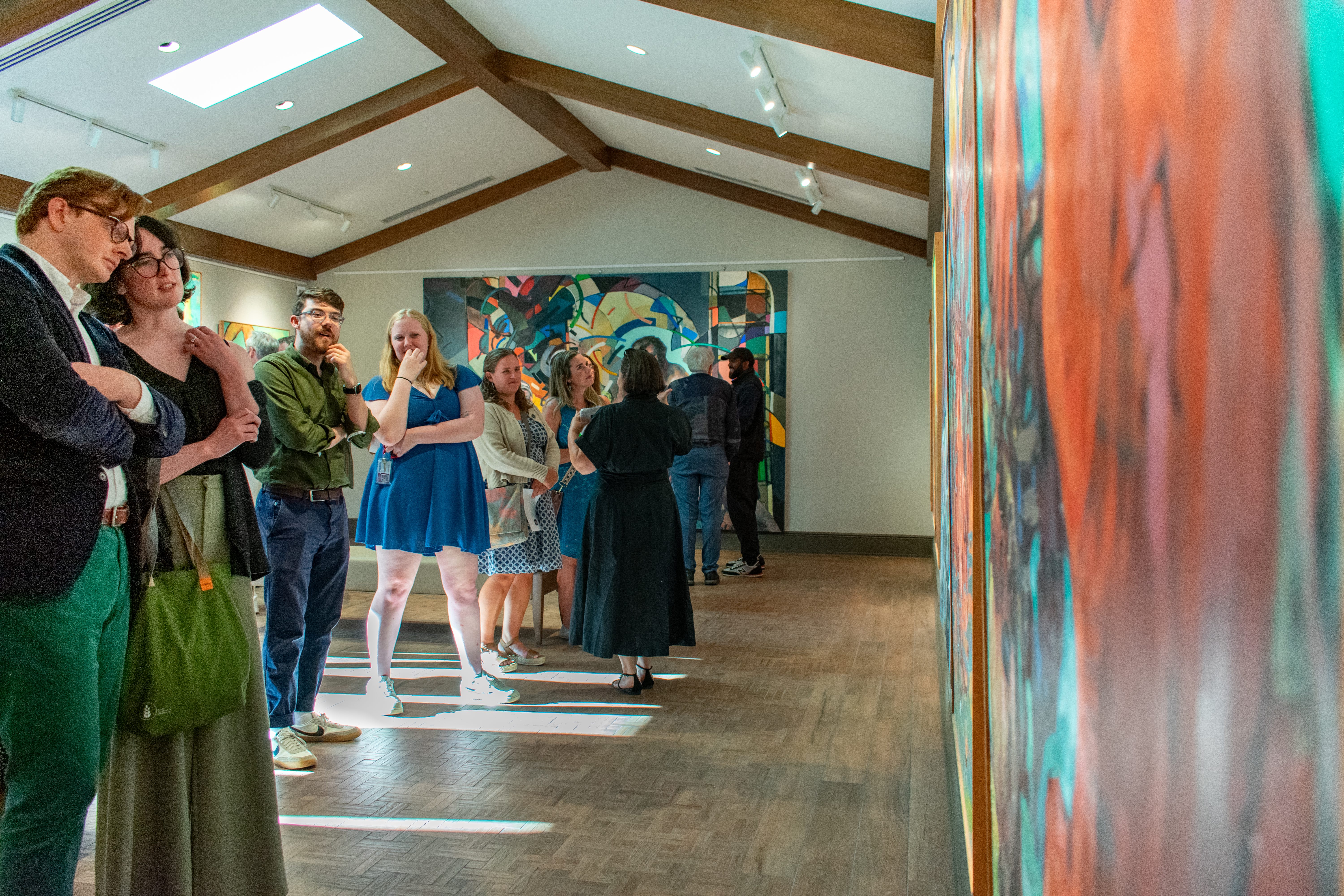 Visitors view art in the Merriman Gallery